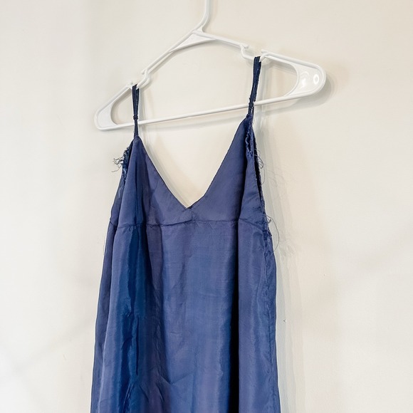 VTG 1940's Ladies Satin Navy Blue Nightgown Slip Lingerie Large No Tags - Picture 3 of 13